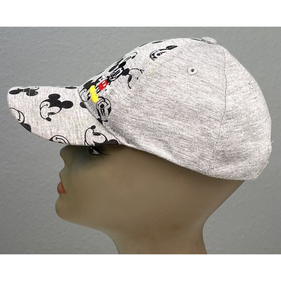 DISNEY JUNIOR OSFA Gray Knit Mickey Mouse All-Over Print Embroidery CAP Hat EUC - Picture 2 of 8
